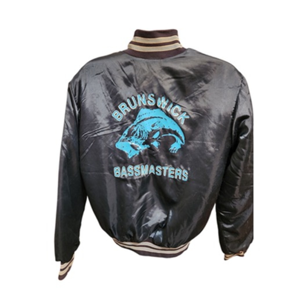 Vintage Rennoc‎ Men's Size Medium Black Nylon Varsity Jacket - Picture 2 of 7